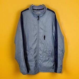 RARE VINTAGE NIKE Swoosh Fleece Lined Full Zip Winter Jacket 90s 2000s Blue‎ XXL